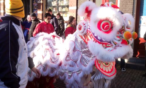 Viering Chinees Nieuwjaar in Amsterdam met de leeuwendans