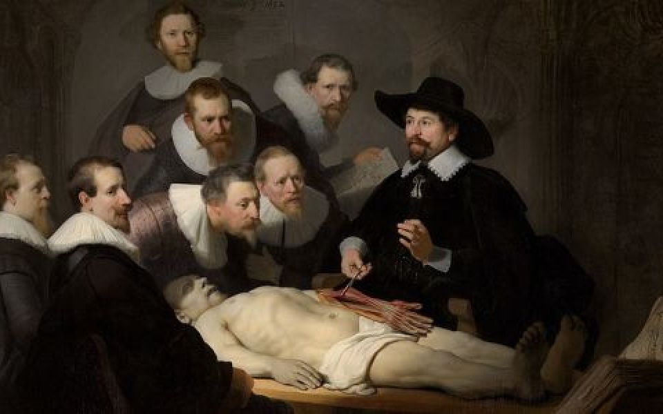 Painting 'De anatomische les van Dr. Tulp van Rembrandt'